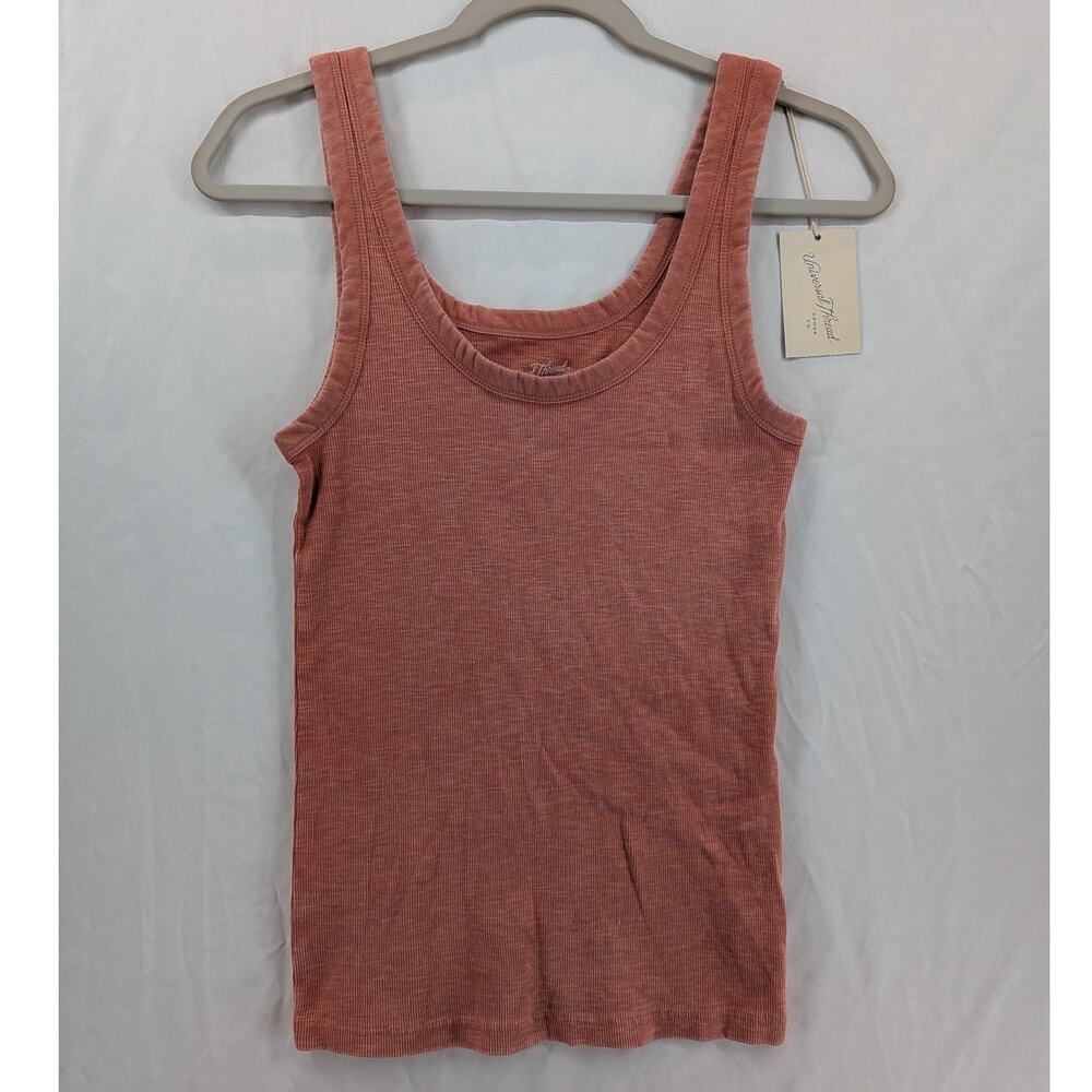 Universal Thread Tank Top S Pink Orange Ribbed Slim Fit Scoop Neck Layering Gym